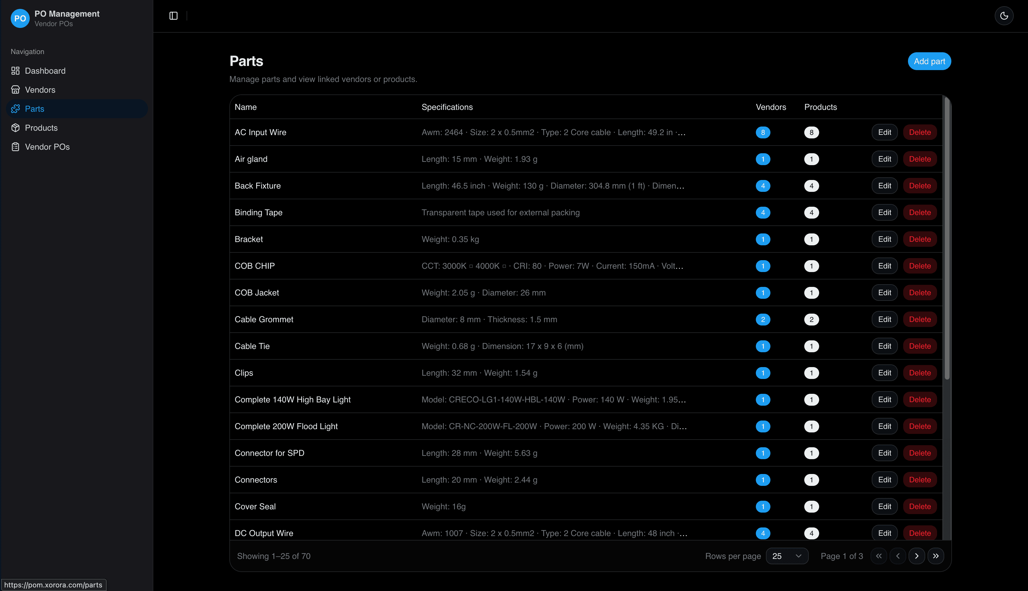 PO Management System screenshot