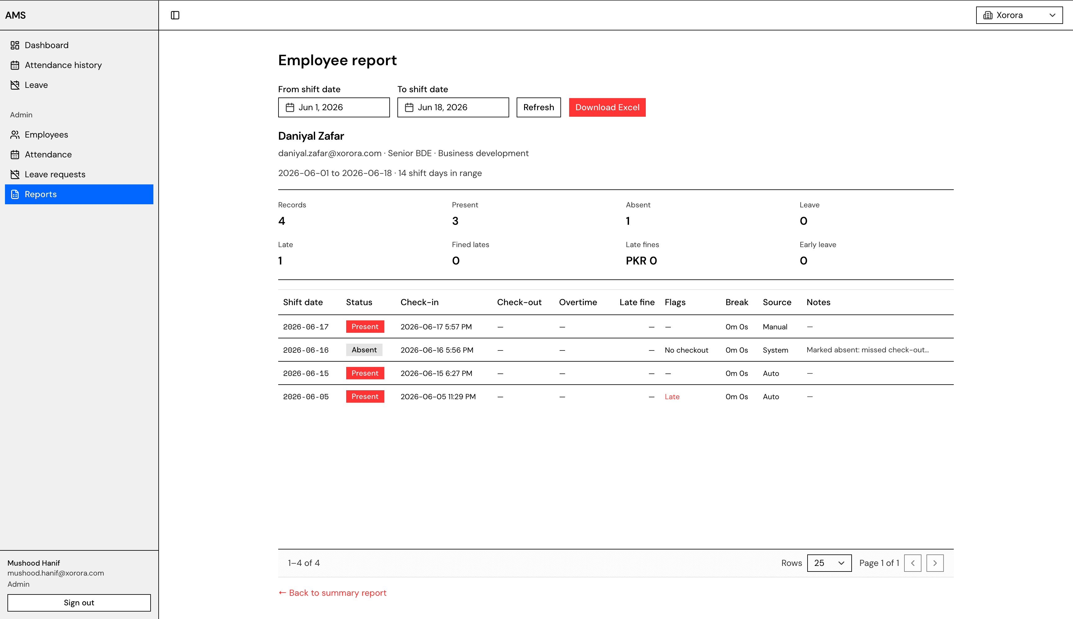 Attendance Management System screenshot