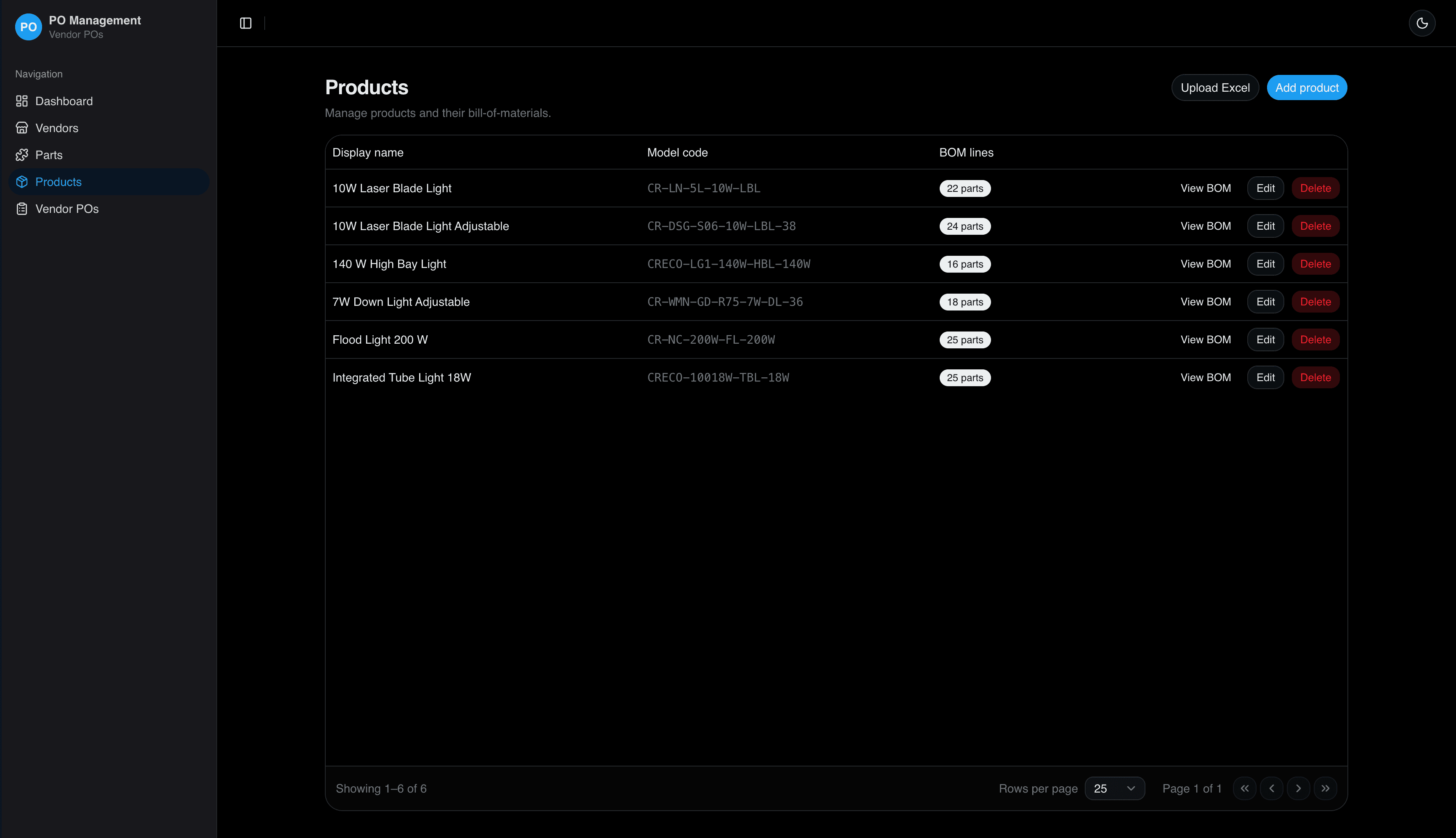 PO Management System screenshot